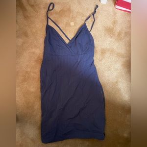 Blue mini dress with strings and a zipper